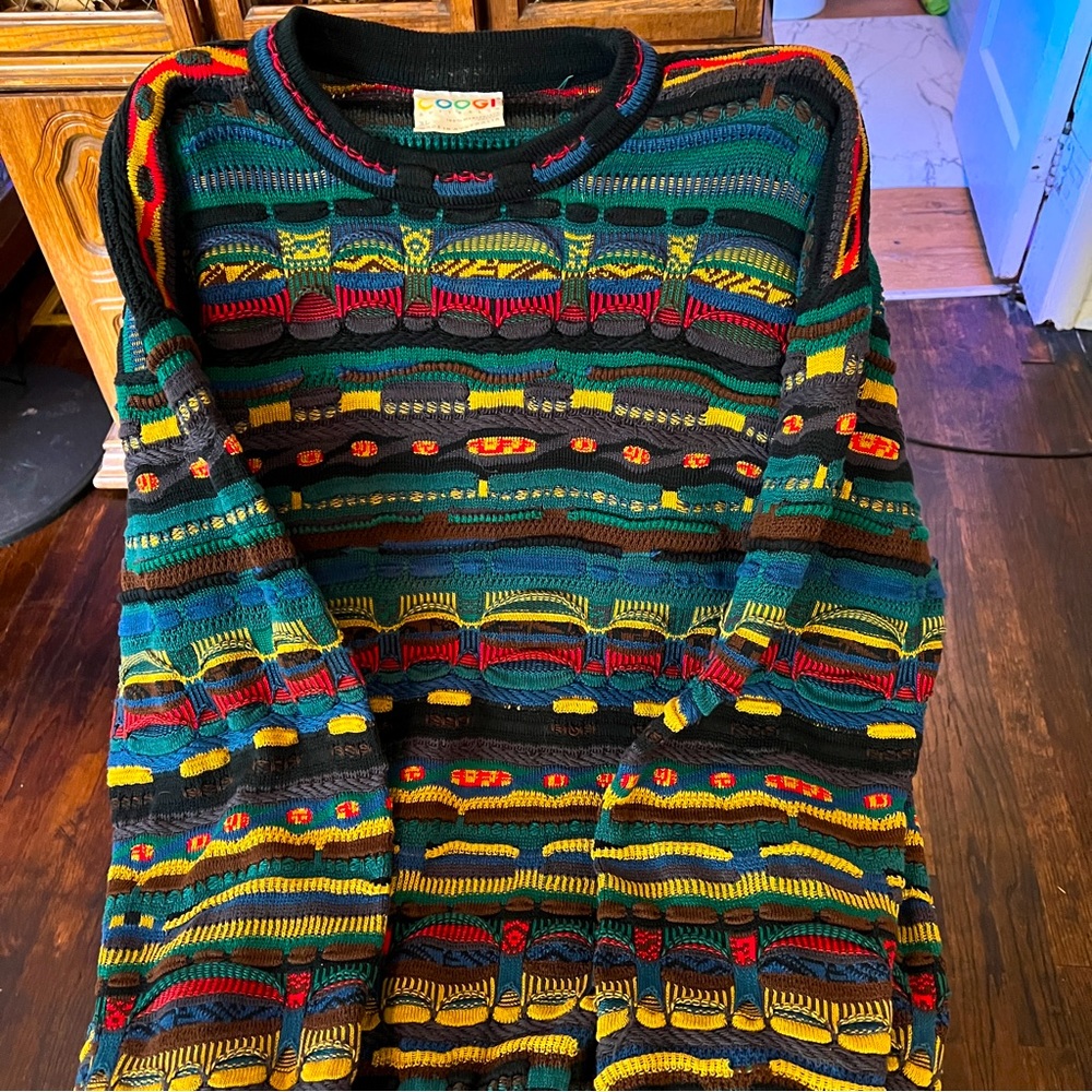 Vintage COOGI Australia Multicolor 3D Textured Chunky Knit 90s Biggie Sweater XL